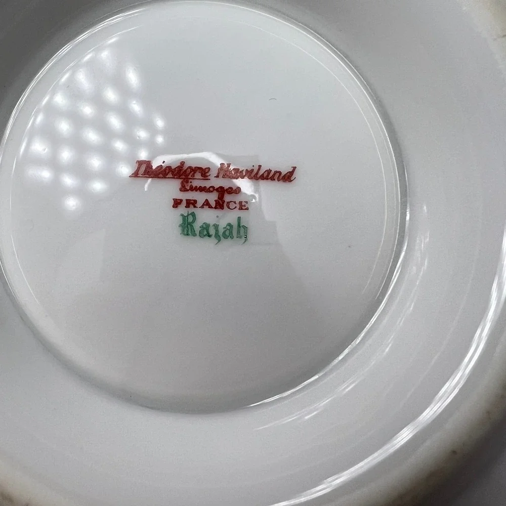 Haviland Limoges Gravy Boat Rajah Peacock Bird Underplate French Grandmillennial